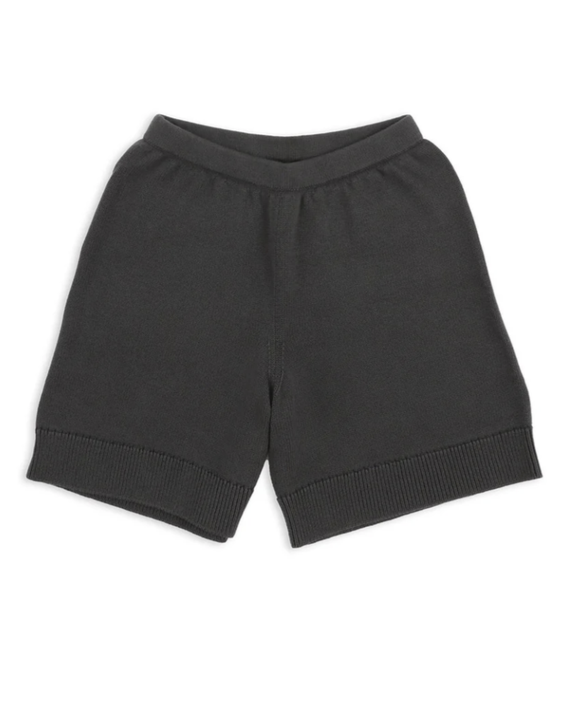 Rae Knitted Cotton Shorts in Washed Black