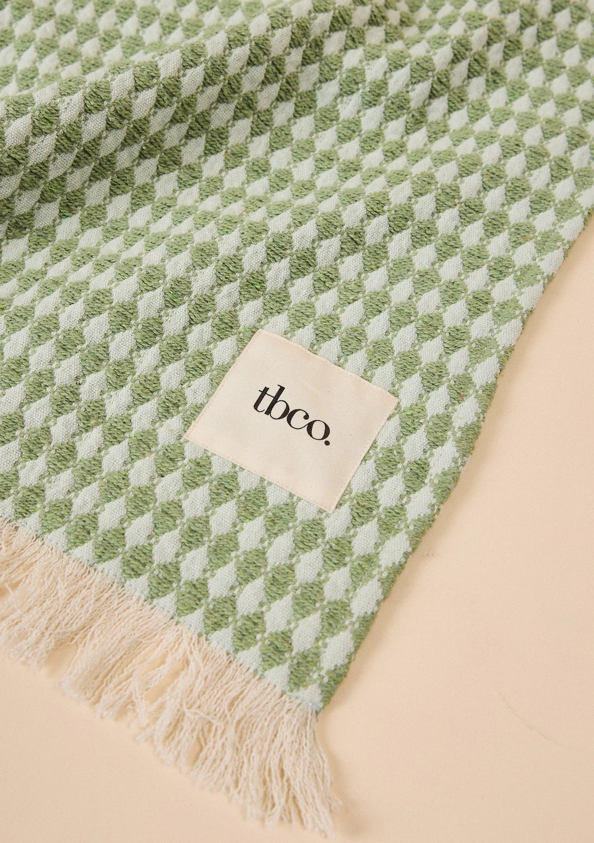 Cotton Throw in Green Argyle