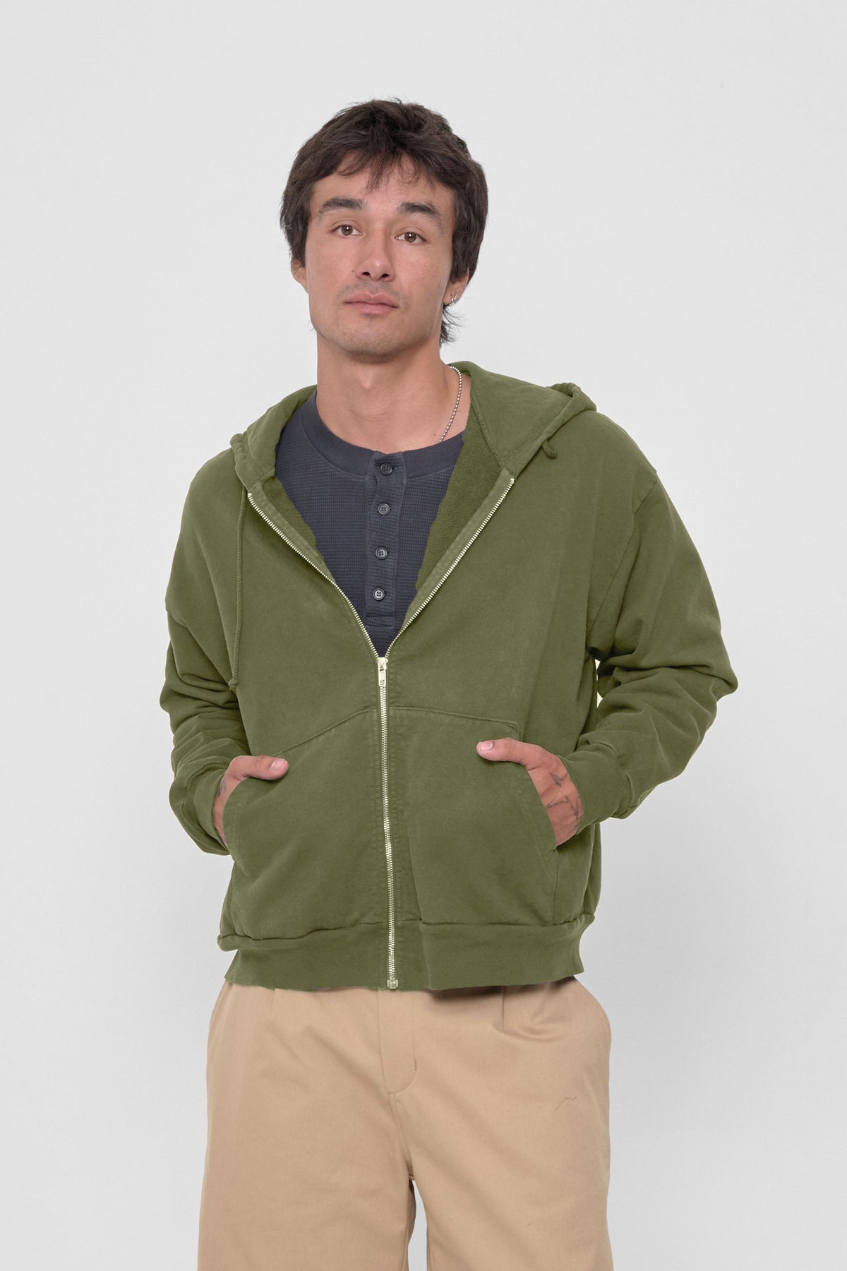 Trash Zip Up Hoodie AW26 - Olive