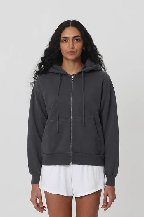 Trash Zip Up Hoodie in  Slate