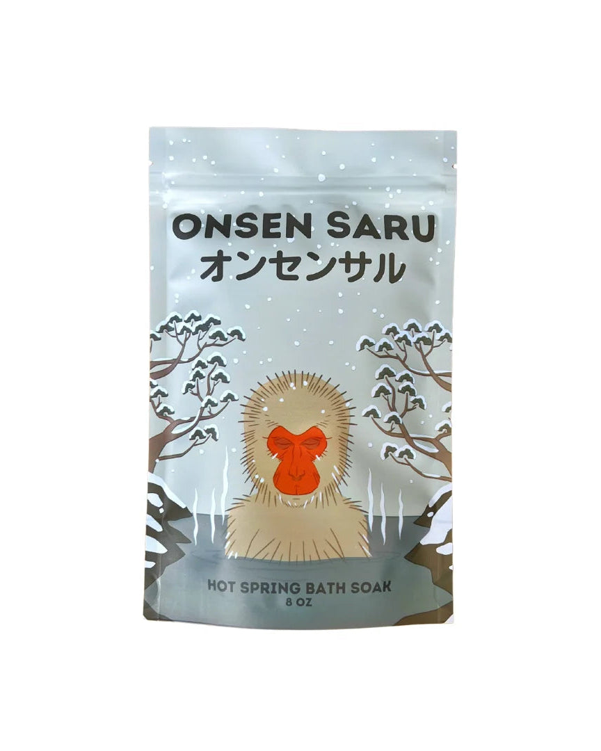 Onsen Saru hot spring bath soak packaging with a monkey illustration on a white background