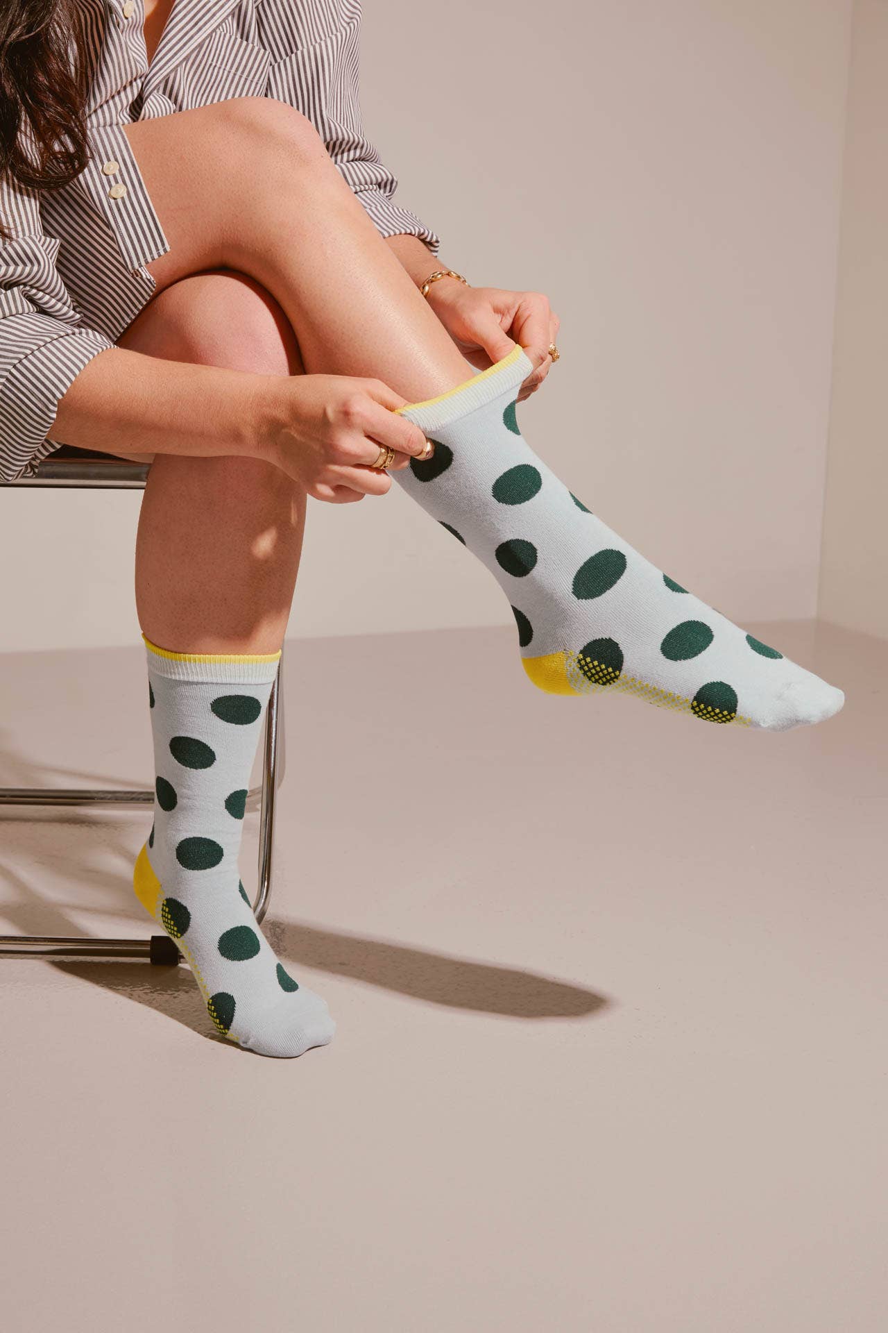 Panhandle Classic Dot Crew Socks in Mist