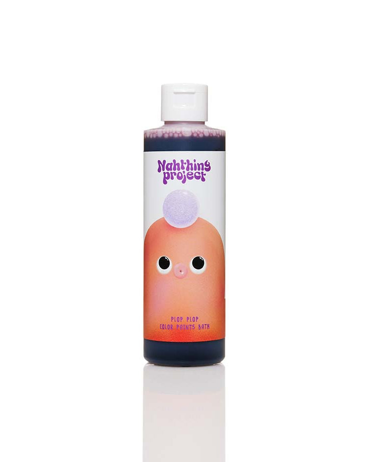 Bottle of 'Nathins' project' product with a cartoon character on a white background