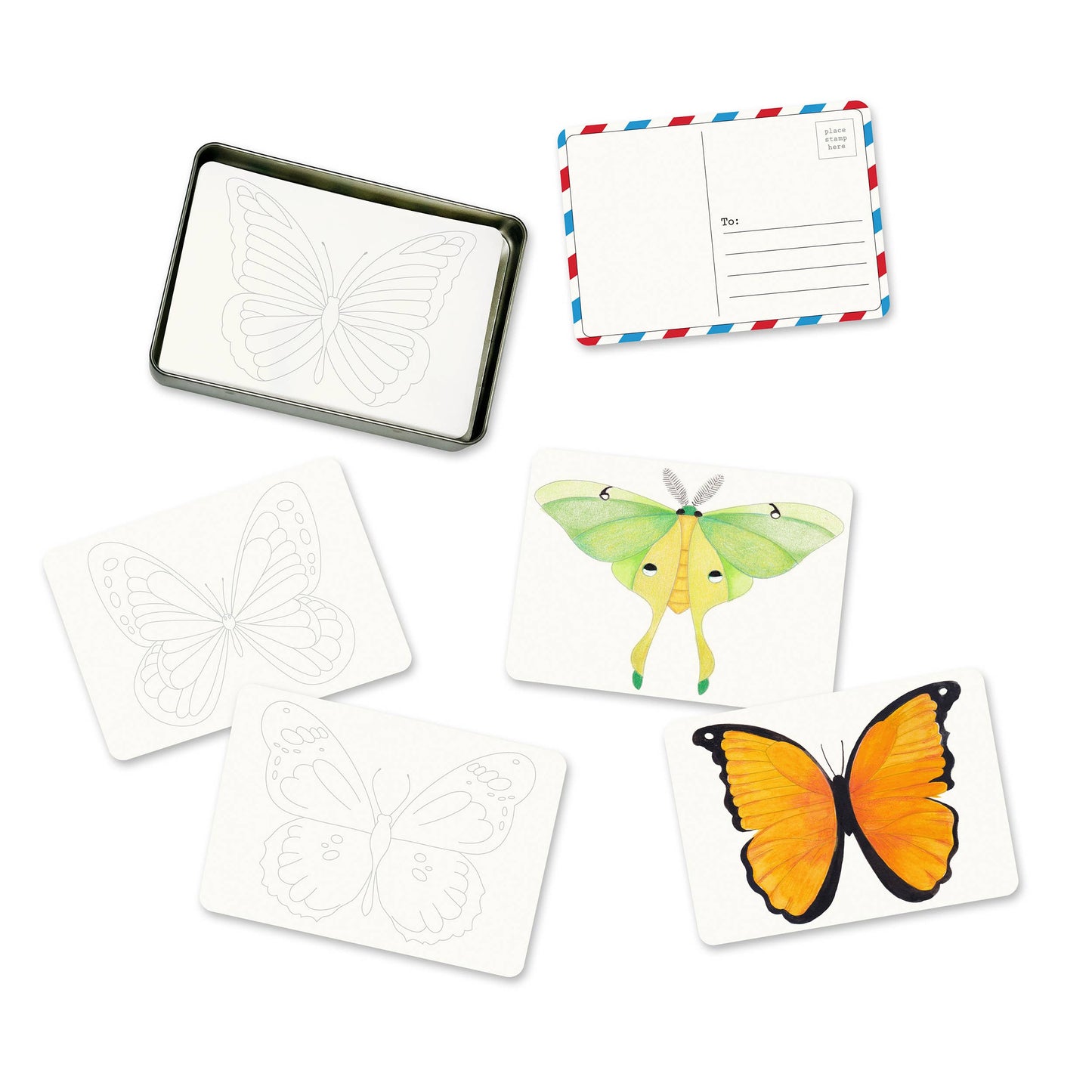 Butterfly  + Moth Coloring Postcards- Set of 30