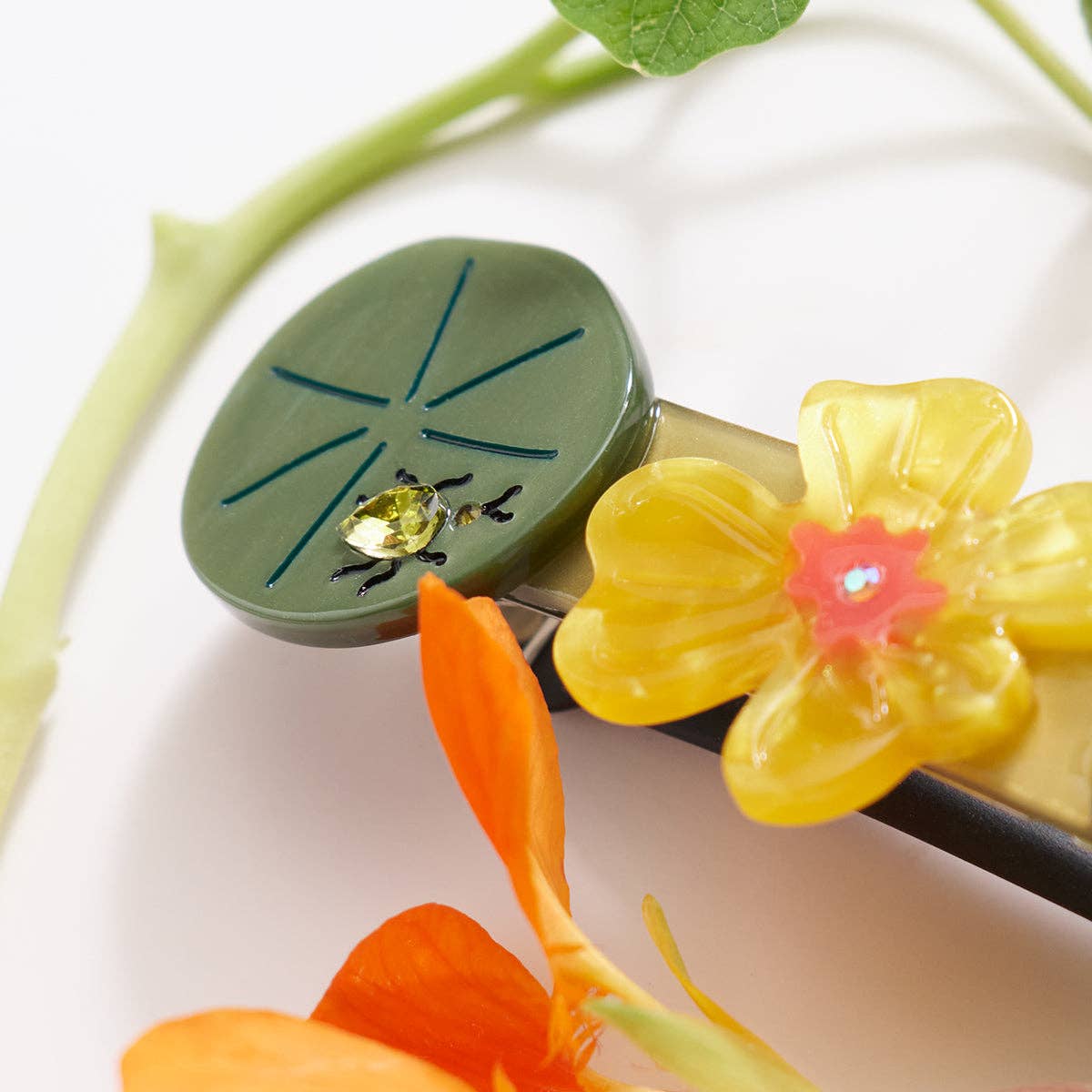 Jeweled Nasturtium French Barrette