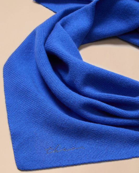 Merino Wool Triangle Scarf in Cobalt Blue - product photo
