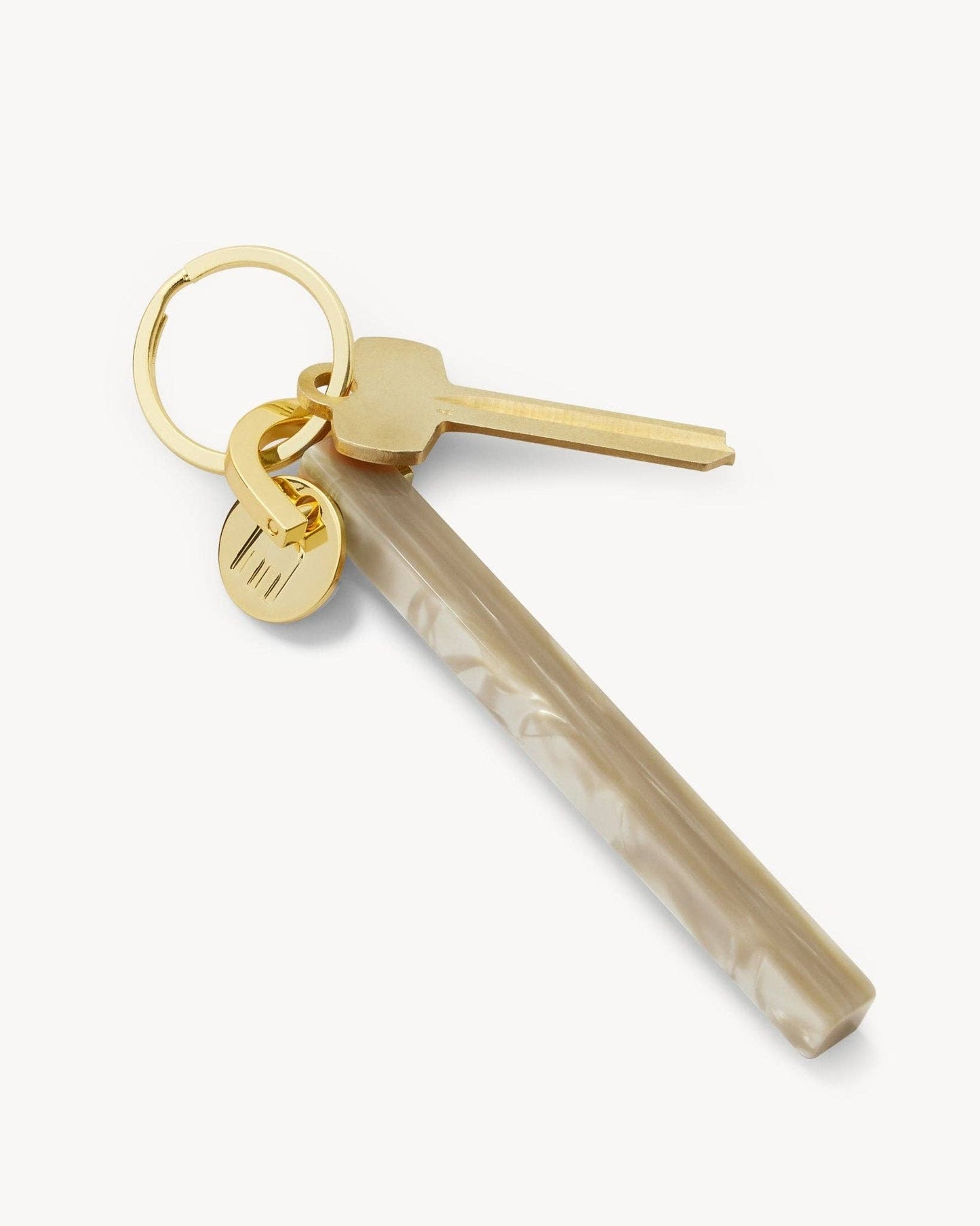Bar Keychain in Sand Shell - Gold