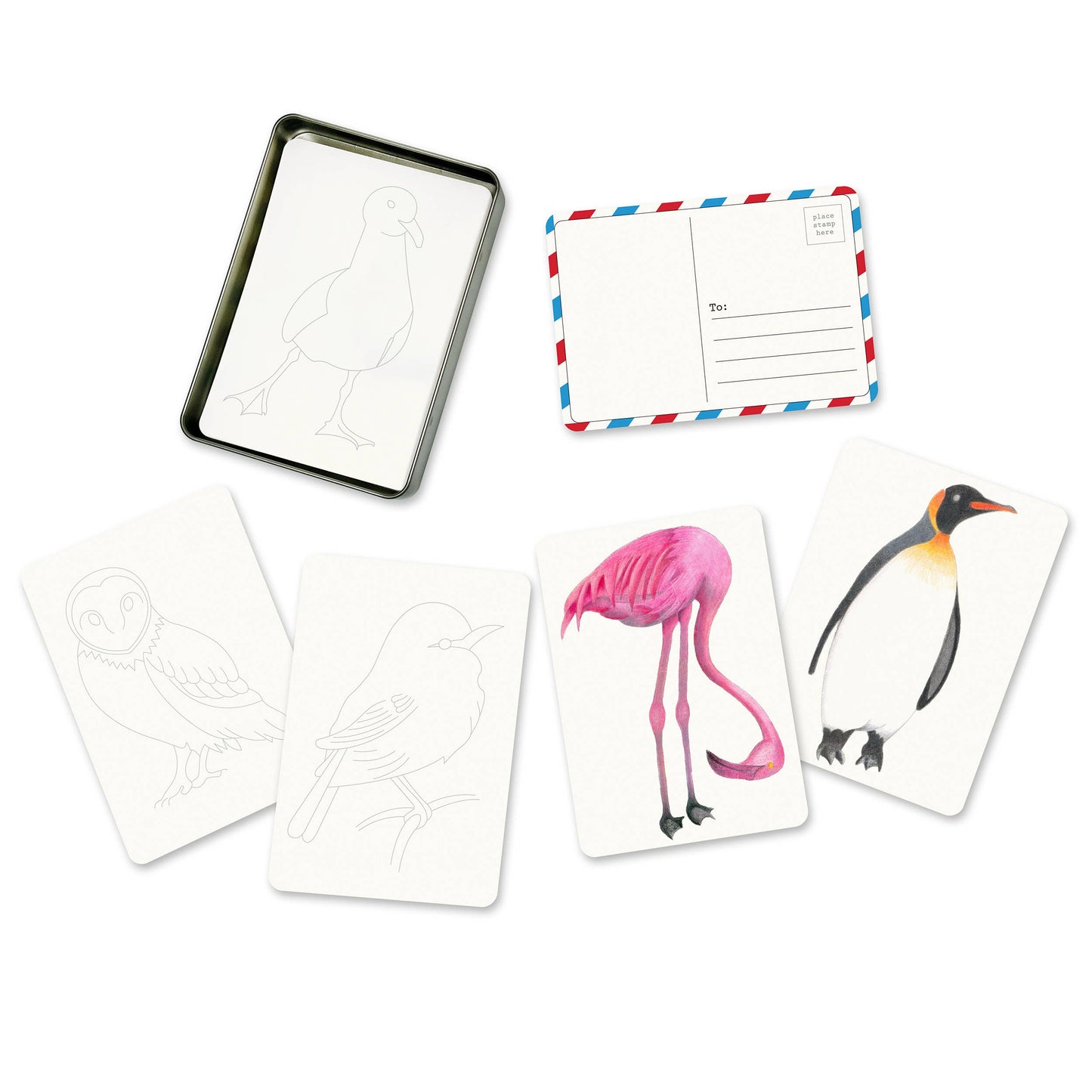 Birds Coloring Postcards - Set of 30