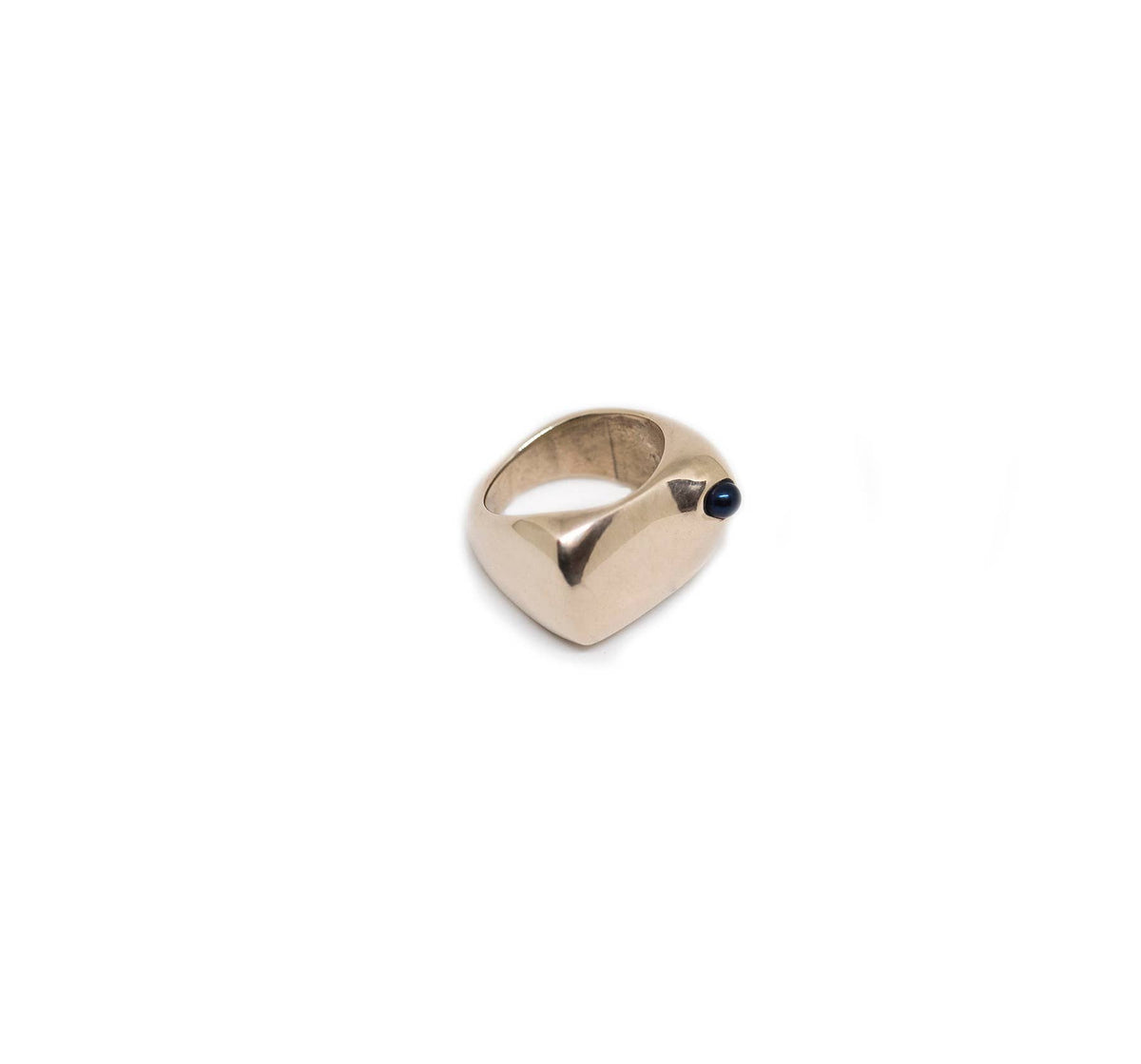 Bronze Lady Statement Ring with Black Pearl