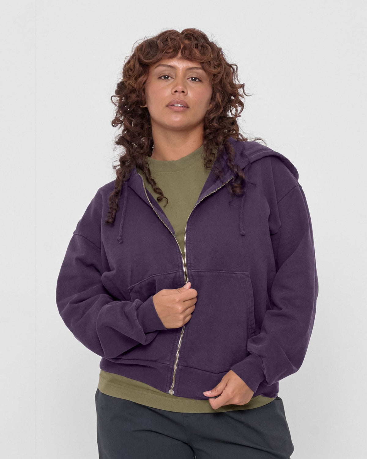 Trash Zip Up Hoodie - Washed Mulberry