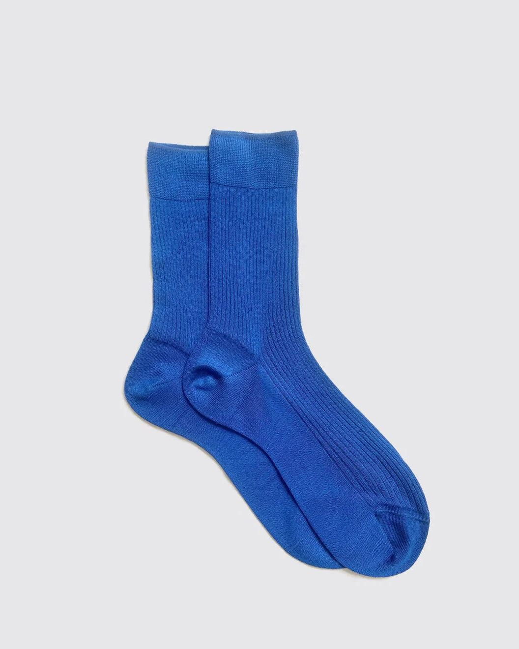 Silk Ribbed Socks in Cobalto