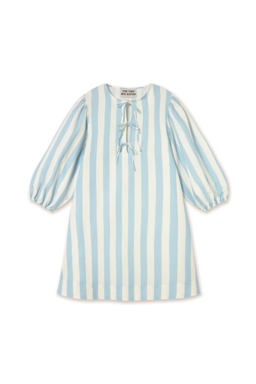 Wide Stripes Puff Sleeves Dress