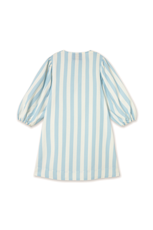 Wide Stripes Puff Sleeves Dress