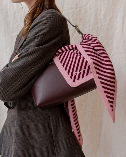 Merino Triangle Scarf in Pink Stripe - TBCo product photo 1