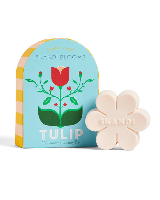 Skandi Blooms Tulip soap bar with packaging on a white background