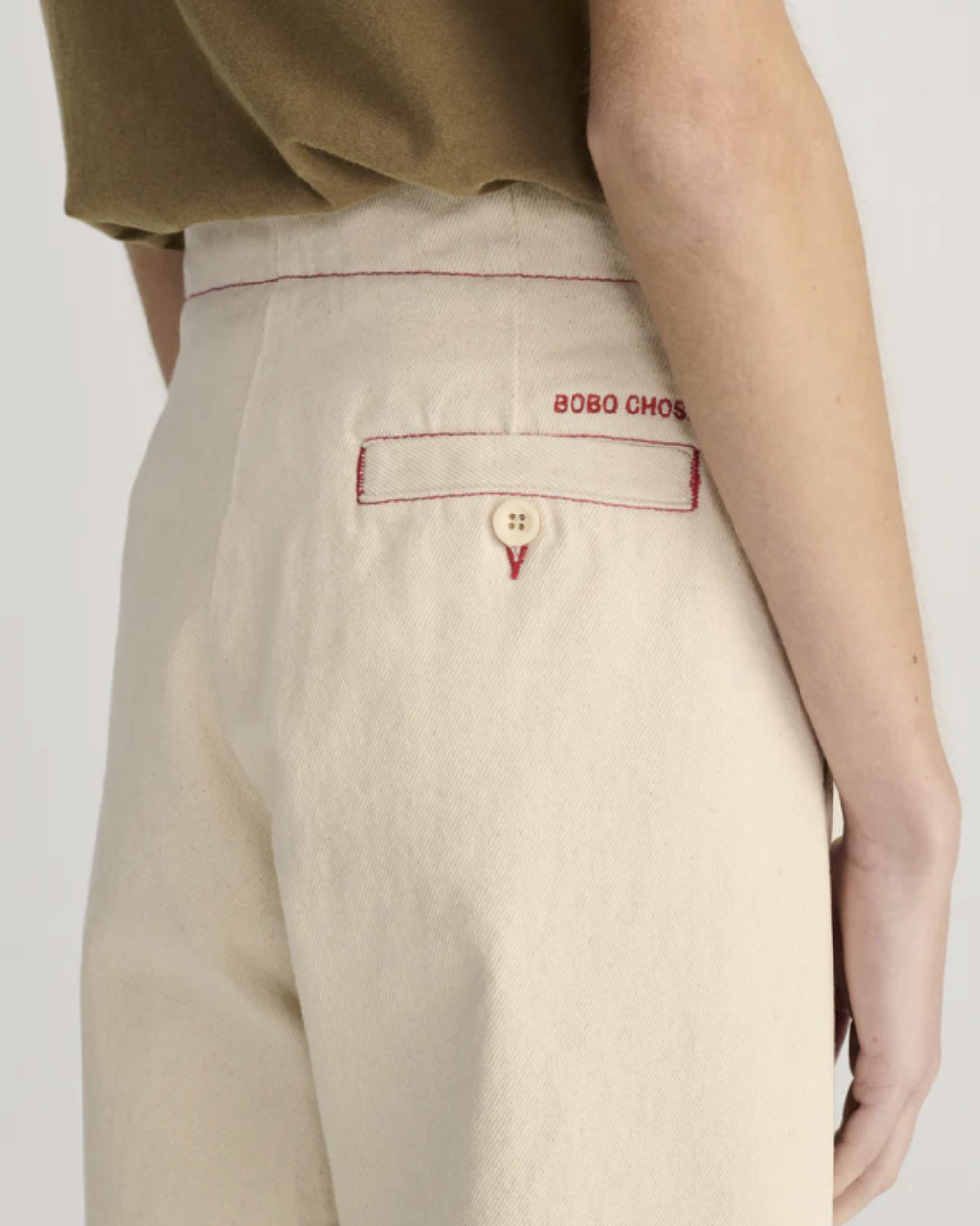 Ecru Twill Pleated Barrell Pants