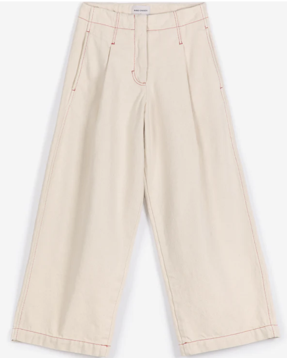 Ecru Twill Pleated Barrell Pants
